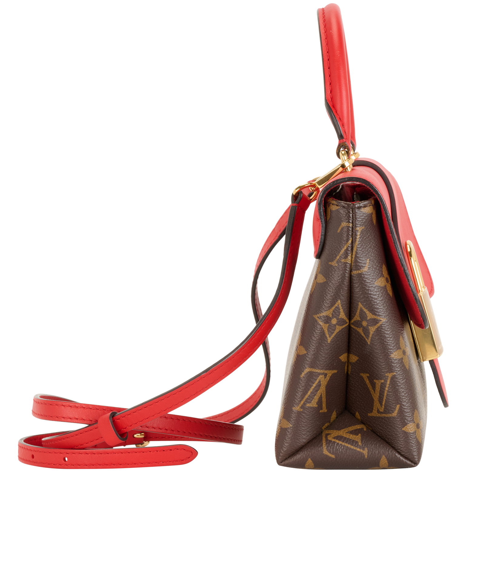 Locky BB, &pound;995, Handbags, Brown/Red, Canvas/Leather, Side view